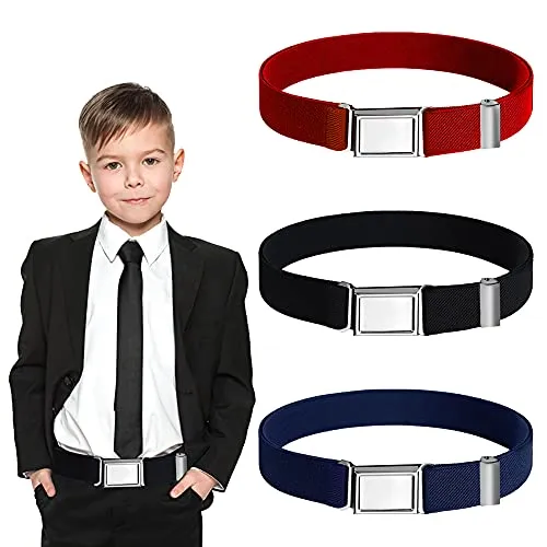 VCRANONR 3 Stück Kindergürtel Unisex Kindergürtel Elastisch 3 Farben Kindergürtel Ohne Schnalle Schwarz Einstellbar Gürtel Kinder geeignet für 2-15 jährige Jungen und Mädchen Stretchgürtel (34-75CM)