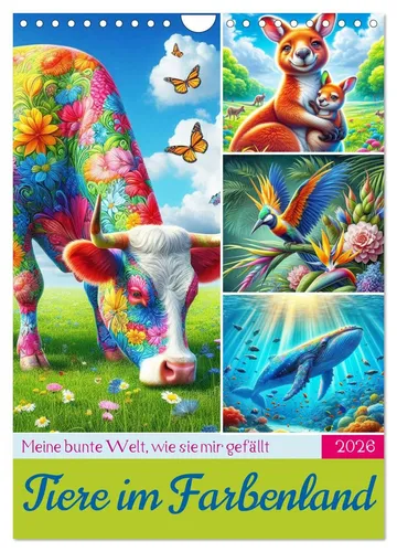 Martina Marten | Tiere im Farbenland - Bunter Tierkalender 2025 - Kalender mit 14 Seiten, zeigt eine zauberhafte Vielfalt bunter Tierillustrationen und bringt Farbe in Ihr Zuhause.