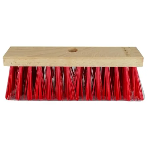 Straßenbesen 28 cm, Elaston rot, Flachholz