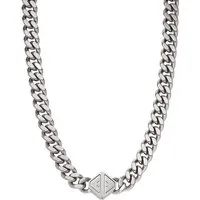 Emporio Armani Herren-Edelstahl-Halskette - Kette für Herren aus hochwertigem Edelstahl, in elegantem Taubengrau mit robustem Karabinerverschluss für sicheren Halt und stilvolles Design.