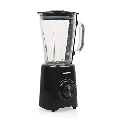 Tristar Standmixer – 1,5 Liter, 500 Watt mit 4 Edelstahlklingen - Standmixer mit 500 W Leistung, ideal zum Crushen von Eis. Praktisches Glasgefäß, Sicherheitsdeckel und 2 Geschwindigkeitsstufen für vielseitige Nutzung.