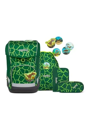 ergobag cubo Light Set - Ergonomischer Schulrucksack - 5-teiliges Schultaschen-Set mit extra leichtem Schulrucksack (780 g), ideal für Kinder. Nachhaltige Materialien aus 100% recycelten PET-Flaschen und individuelle Gestaltung durch Kletties.
