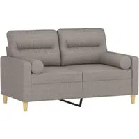 vidaXL 2-Sitzer-Sofa mit Zierkissen Taupe - Modernes 2-Sitzer-Sofa aus strapazierfähigem Stoff mit abnehmbaren Kissenbezügen und robuster Metallkonstruktion, ideal für entspannte Stunden im Wohnzimmer.