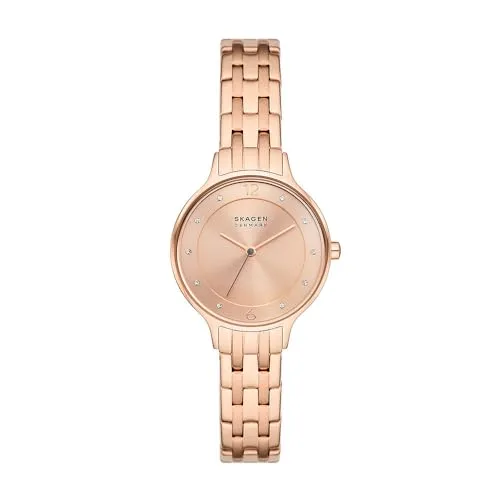 Skagen Anita Lille Uhr für Damen - Elegante 30 mm Armbanduhr mit Quarzwerk, roségoldenem Zifferblatt und wahlweise Edelstahl- oder Lederarmband. Wasserdicht bis 30 m – perfekt für jeden Anlass.