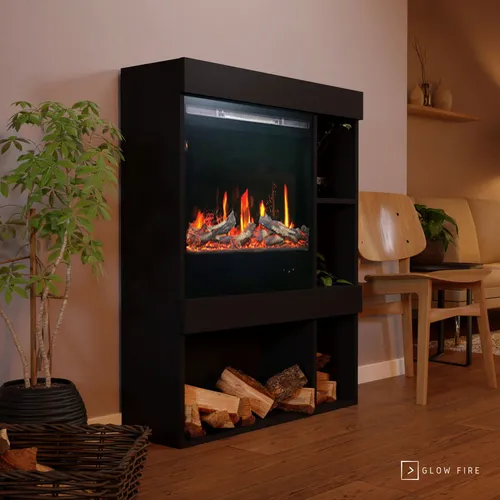Glow Fire SCM-3 Elektrokamin Screen Motion Schwarz - Eleganter Elektrokamin mit LED-Flammen, ideal für gemütliche Abende. Heizfunktion regulierbar (750W-1500W) und App-Steuerung sorgen für Komfort und Flexibilität.