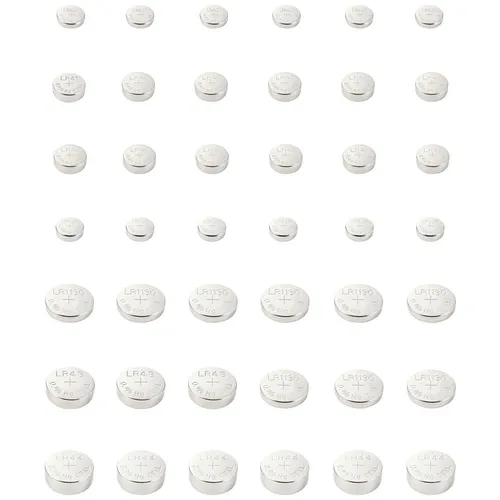 VOLTCRAFT Knopfzellen-Set 6 x AG1, 12 x AG3, 6 x AG4, 9 x AG10, 3 x AG12, 6 x...