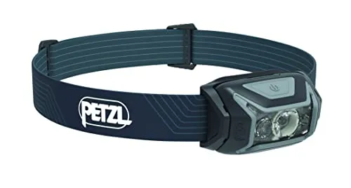 Petzl Stirnlampe Actik LED - 450 Lumen, wasserfest mit Rotlicht - Stirnlampen für Outdoor-Aktivitäten, mit 100 m Leuchtweite und 4 Lichtmodi. Ideal für Joggen und Wandern, spritzwassergeschützt und leicht mit nur 98 g.