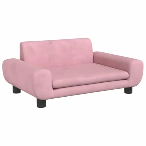 vidaXL Kindersofa - Rosa Samt Couch für Kinder - Sofas fürs Kinderzimmer mit rundem Design und weichem Samtbezug für maximalen Komfort und Sicherheit. Ideal für entspannte Stunden im eigenen kleinen Rückzugsort!