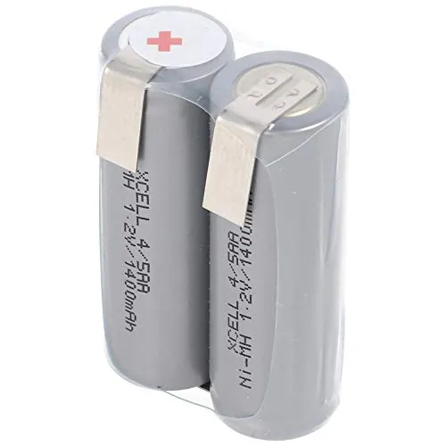 AccuCell 2HHR140 Akku kompatibel mit Rasierer 2,4 Volt, 1400mAh mit Lötfahnen zum Selbsteinbau