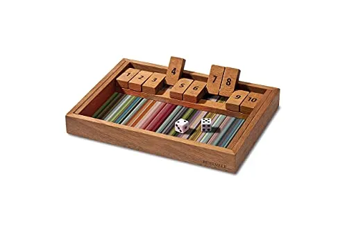 Remember Shut The Box - Gesellschaftsspiel aus Walnussholz und Birke, perfekt für gesellige Abende mit Freunden und Familie