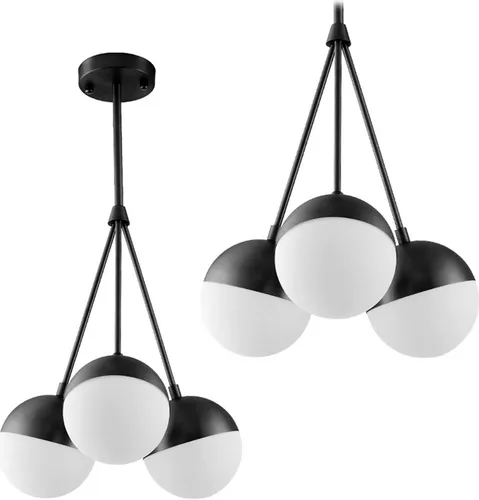 tooLight Pendellampe App687-3Cp – Elegante Glas Kugel in Schwarz