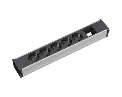 Bachmann CONI Large 5x Schutzkontakt 1x ABD Tischsteckdosenleiste - Steckdosenleiste für individuelle Stromversorgung, minimaler Einbau, integrierter Bürsteneinsatz und einfache Austauschbarkeit der Einheiten.