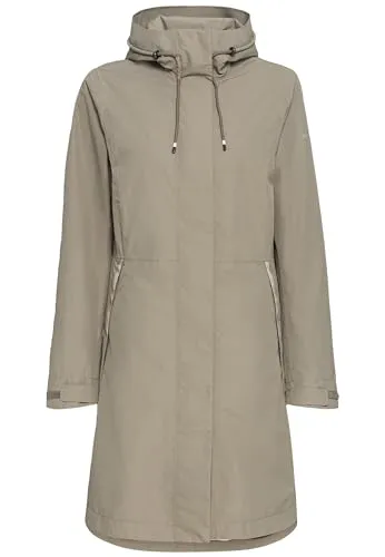 Camel Active Übergangsmantel in Beige - 46 - Funktionsjacken mit Kapuze und Tunnelzug, ideal für wechselhaftes Wetter, ausgestattet mit verdecktem Reißverschluss und praktischen seitlichen Taschen.