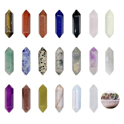 Stück Sechseckige Heilkristalle Set, Heilende Kristalle Steine, Edelsteine Chakra Steine, Amethyst Rosenquarz Obsidian Tigerauge Heilsteine für Anhänger Deko Geschenke Meditation 20