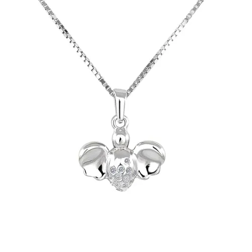 Nobel SCHMUCK Damen-Halskette mit Anhänger Engel Schutzengel 925 Silber Zirkonia Frauen und Mädchen