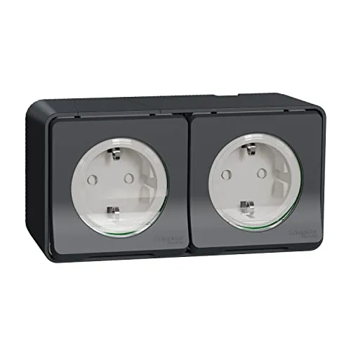 Schuko 3-fach Fläche 16A IP55 grau von Schneider Electric