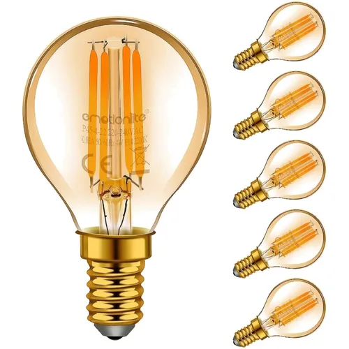 LED Birnen E14, 6 Stück, G40, 2200K Bernstein, Energiespar, Innenbereich