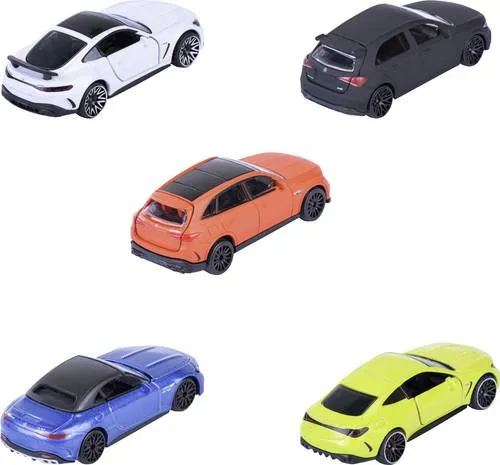 Majorette Set mit 5 Mercedes AMG Autos - Miniatur Motorfahrzeug-Modelle; Exklusives Set mit 5 detailgetreuen Metalldruckgussautos, ideal für Kinder ab 3 Jahren und Sammler. Inklusive dekorierter Sammelbox und 2 exklusiven Versionen für höchsten Spielspaß.