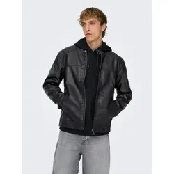 ONLY & SONS Bikerjacke MIKE PU RACER JACKET, black - Funktionsjacke mit modischem Design, aus hochwertigem Material für optimalen Tragekomfort und stylischen Look.