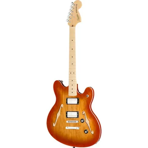 Squier Affinity Starcaster DLX SSB - Semi Hollowbody E-Gitarre - Gitarren; Hochwertige Semi Hollowbody E-Gitarre mit 2x Ceramic Humbucker für vielseitigen Klang und elegantes Design in Sienna Sunburst.