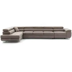 NEXT COLLECTION Ecksofa WILD XXL mit Bettkasten, Hohe Metallfüße, verstellbare Kopfstützen, Liegefläche 125x240, Brown, Links - Braun