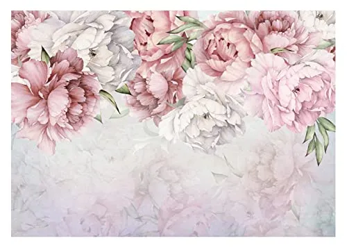 WallArena - Vlies Fototapete Blumen Pfingstrose Romantisch Rosen 208x146 cm - Fototapeten - Tapeten - für Wohnzimmer Schlafzimmer - Vliestapete Wandtapete Tapete 3D Effekt- inkl. Kleister