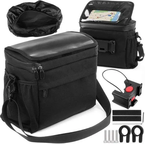 Wasserdichte 6L Fahrradlenkertas, Universal, Schwarz