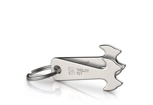 FABACH Schlüsselanhänger Trolley Key Silber Einkaufswagenlöser - Einkaufswagenchip Einkaufschip (2-tlg)