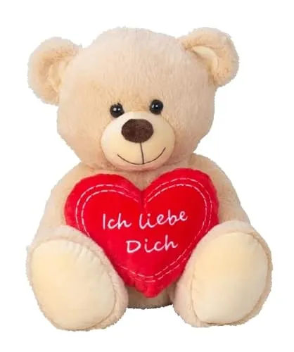 LaBelleHome Teddybär mit Herz Ich Liebe Dich Kuschelbär 30 cm braun mit Herz Kuscheltier Stofftier Geschenk