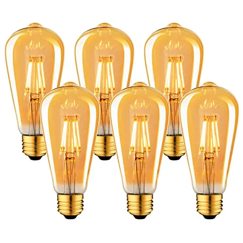 LVWIT Edison Vintage Glühbirne, 6er Pack E27 4W LED Glühbirne Vintage Antike Glühbirne, Warmweiß 2500K 410LM, Ideal für Nostalgie und Retro Beleuchtung im Haus Café Bar usw