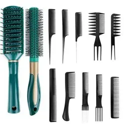 Styling Kamm und Bürstenset für Männer und Frauen – 12-teilig - Vielseitiges 12-teiliges Styling Set für Männer und Frauen. Ideal für alle Haartypen, mit robusten, hitzebeständigen Kämmen und Bürsten für präzises Styling und frizzfreies Haar.