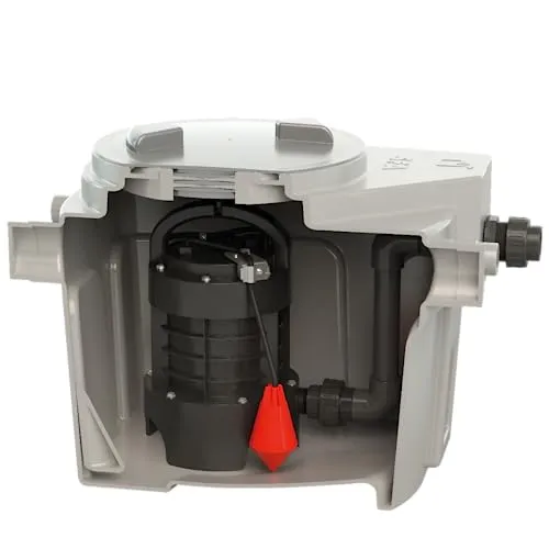 SFA – Sanifos 110 – Kleinhebeanlage für Abwasser – Unterflurmontage – Automatische Pumpe – Einfache Installation und Handhabung – 4 Zuläufe – Einfamilienhaus – 72,2 x 58,6 x 51,5 cm