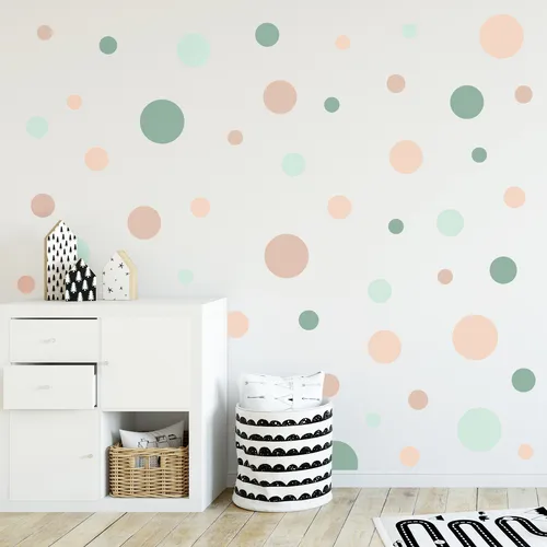 Wandtattoo Kreise Set 120 Stück Rose Mint Punkte Sticker Y068