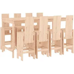vidaXL 9-tlg. Gartenbar-Set aus massivem Kiefernholz - Gartenmöbel-Set für gesellige Stunden im Freien, gefertigt aus robustem Kiefernholz mit bequemen Barhockern und einer geräumigen Tischplatte.