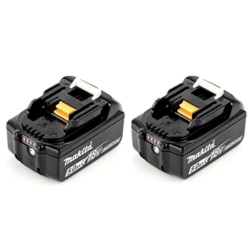 Makita BL 1850 B 18 V - 5 Ah Li-ion Akku mit LED Anzeige, 2er Pack für schnelle Ladezeiten und hohe Leistung