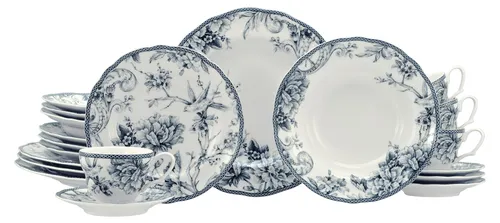 CreaTable Kombiservice 20-tlg Adelaide Blau, Porzellan in blau von CreaTable
