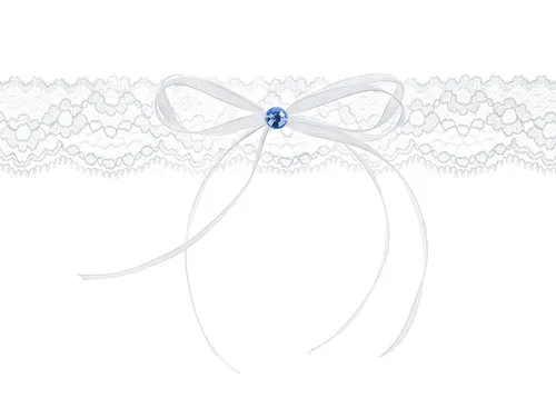 Spitzenstrumpfband mit Schleife, weiß