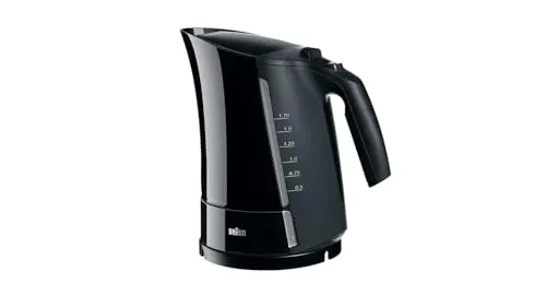 Braun WK 300 AquaExpress Wasserkocher schwarz - 1,6 l Fassungsvermögen, kocht 200 ml in nur 45 Sekunden, 2200 Watt Heizungsleistung