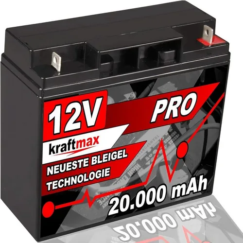 kraftmax Industrial Pro Bleiakku 12V 20Ah AGM - Hochleistungsakkumulator, extrem belastbar und wartungsfrei für professionelle Anwendungen