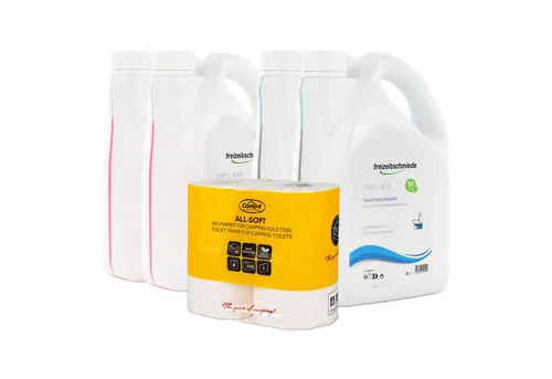 freizeitschmiede Sanitärflüssigkeit Toilettenzusatz Simple Blue, Rinse je 4L, Klopapier Campingtoilettenreiniger (Gegen unangenehme Gerüche, Reinigt, für eine reibungslose Funktion)