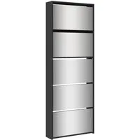 vidaXL Schuhschrank mit Spiegel und 5 Kippfächern - Schuhschrank in modernem Design mit 5 Fächern für bis zu 20 Paar Schuhe, ideal für Eingangsbereich und Wohnzimmer. Langlebiges Material und praktisches kippbares Design sorgen für einfachen Zugriff.