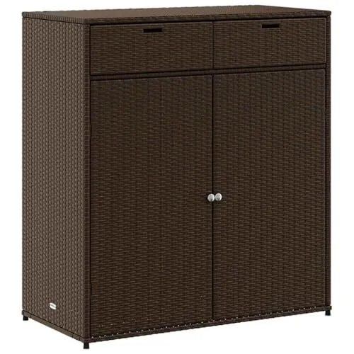vidaXL Gartenschrank - Geräteschrank mit viel Stauraum aus Poly Rattan - Gartenhausschränke mit robustem PE-Rattan für einfachen Zugriff auf Kissen, Gartengeräte und mehr. Ideal für Ordnung im Außenbereich.