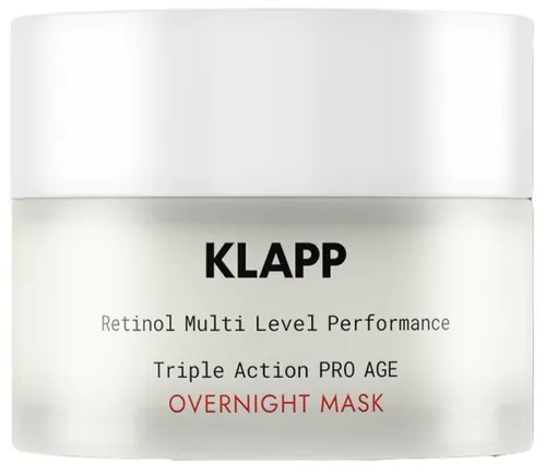 Klapp RESIST AGING Retinol Triple Action PRO AGE Overnight Mask 50 ml - Medizinische Körperpflege für die nächtliche Hautrevitalisierung. Die Maske strafft die V-Kontur und reduziert Falten mit dreifacher Retinol-Wirkung.