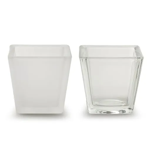 Glaswürfel 6,5 x 6,5 cm - Würfel aus Glas als Windlicht - Glaswürfel für Dessert im Glas - Vorspeisengläser - Blumenvase eckig - Tischvase klein eckig 12 x