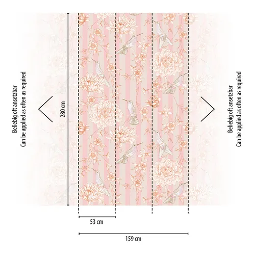 Livingwalls Vliestapete - Florale Wandtapete in Beige, Orange und Pink - Tapeten für jeden Raum: Diese hochwertige Vliestapete mit blühendem Design ist leicht anzubringen und verleiht jedem Wohnraum ein modernes Flair. Maße: 2,80 m x 1,59 m.