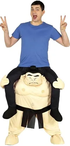 FIESTAS GUIRCA Sumo Ringer Huckepack Kostüm für Erwachsene L - Kostüm-Outfits für Erwachsene, auffälliges Huckepack-Design für lustige Partys und Events, bequem aus Lycra und Tergal