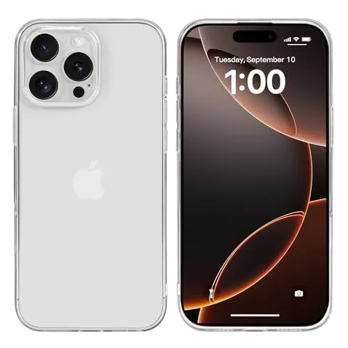 doupi Transparente Schutzhülle kompatibel mit iPhone 16 Pro (6,3 Zoll) - PerfektFit Dünn, Clear, Kabelloses Laden Unterstützend, Super Slim Protective Cover, transparent