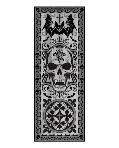 Horror-Shop Hängedekoration Gothic Fenster Dekostoff mit Skull & Fledermaus Mo