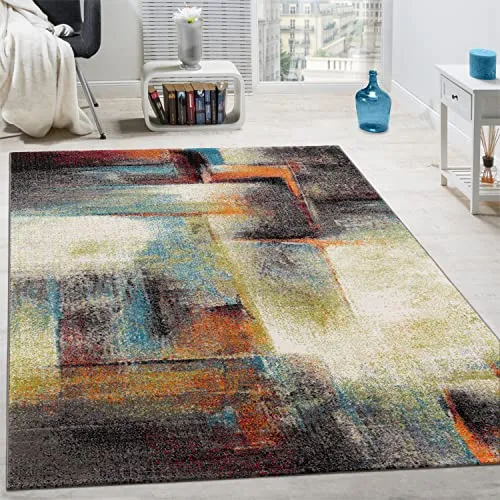 Paco Home Designer Teppich Modern Kurzflor - Bunter, trendiger Teppich in 240x340 cm, ideal für Wohnzimmer. Hergestellt aus 100% Polypropylen, maschinell gewebt und Fußbodenheizung geeignet.