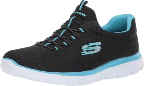 Skechers Sport Womens Summits Sneakers - Schwarz (Black Turquoise Bktq), Schuhgröße: 37 EU - Damen-Sneaker mit flexiblem Funktionsmesh-Obermaterial und stoßdämpfender Zwischensohle für optimalen Komfort und Traktion.